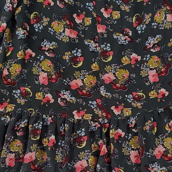 Cinq A Sept Daija Tiered Floral-print Chiffon Mini Dress In Charcoal Size 2 - Picture 3 of 9